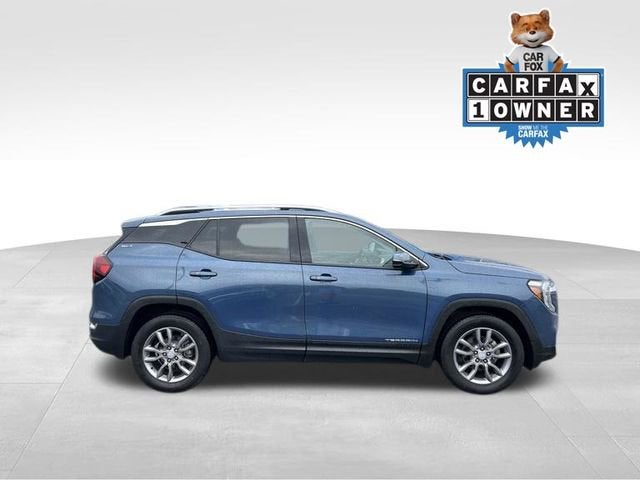 2024 GMC Terrain SLT in Downpour Metallic — front three-quarter view